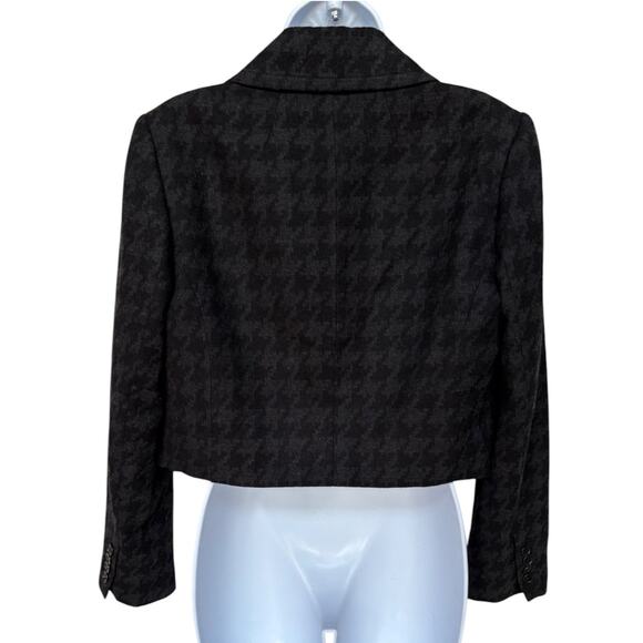 J. Crew Black and Gray Houndstooth Cropped Wool Blazer size 10 - Picture 8 of 10